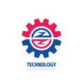 Technology gear concept logo template design. Cogwheel indystry sign. Vector illustration.