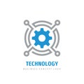 Technology gear electronic concept logo design. SEO - search engine optimization sign. Royalty Free Stock Photo
