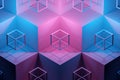 Technology geometry neon background