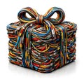 Technology gift box made from colorful cables Royalty Free Stock Photo