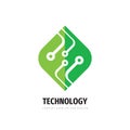 Technology green leaf - concept logo design. Nature electronic sign. Vector illustration. Ecology industry.