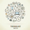 Technology hand draw sketch icons Royalty Free Stock Photo