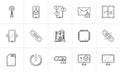 Technology hand drawn outline doodle icon set.