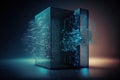 Technology hardware computer, Abstract with glowing lights (Ai generated) Royalty Free Stock Photo