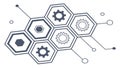 Technology Hexagon Gears Circuit Network, vector design Generative AI Royalty Free Stock Photo