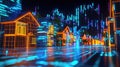 technology holographic display of dynamic housing market data Royalty Free Stock Photo