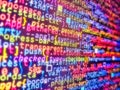 Technology horizontal background. Abstract source code background. Abstract laptop screen of web developer. Background of software Royalty Free Stock Photo