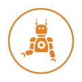 Technology, Humanoid robotics icon. Orange vector design