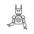 Technology, Humanoid robotics icon. Outline vector art