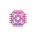 Technology icon with chipset and gear Royalty Free Stock Photo
