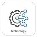 Technology Icon. Gear and Electronic. Digital Factory Symbol.