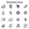 Technology icon set in thin line style Royalty Free Stock Photo