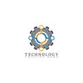 Technology icon template, Creative vector logo design,industrial emblem, gear,illustration element Royalty Free Stock Photo