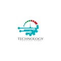 Technology icon template,creative vector logo design,speed Royalty Free Stock Photo