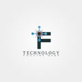 Technology icon template with F letter, Creative vector logo design,industrial emblem, illustration element Royalty Free Stock Photo