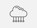 Technology icon vector cloud computing connection. Big data global server. Line design symbol Royalty Free Stock Photo