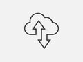 Technology icon vector cloud computing connection. Big data global server. Line design symbol Royalty Free Stock Photo