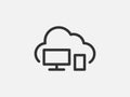 Technology icon vector cloud computing connection. Big data global server. Line design symbol Royalty Free Stock Photo