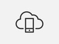 Technology icon vector cloud computing connection. Big data global server. Line design symbol Royalty Free Stock Photo