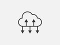Technology icon vector cloud computing connection. Big data global server. Line design symbol Royalty Free Stock Photo