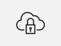 Technology icon vector cloud computing connection. Big data global server. Line design symbol Royalty Free Stock Photo