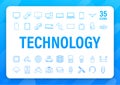 Technology icon on white background. Information technology. Digital communication. Device icon. Global network