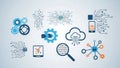 Technology Icons Cloud Computing, Data Analysis, Circuit Boards Royalty Free Stock Photo