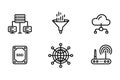 Technology icons for data, network, cloud, storage, and connectivity server computers Royalty Free Stock Photo