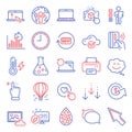 Technology icons set. Included icon as Air balloon, Voting ballot, Time. Vector