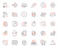 Technology icons set. Included icon as Analysis app, Chat app and Smartphone waterproof web elements. Vector