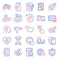 Technology icons set. Included icon as Anti-dandruff flakes, Tractor, Coffee maker. Vector