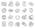 Technology icons set. Included icon as Approved document, Star, Quiz test signs. Vector