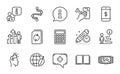 Technology icons set. Included icon as Calculator, Image carousel, Project deadline. Vector