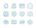 Technology icons set. Included icon as Clock bell, Sleep, People talking signs. Vector