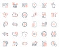 Technology icons set. Included icon as Credit card, Location app and Swipe up web elements. For website app. Vector