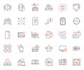 Technology icons set. Included icon as Dating app, 360 degrees and Timer web elements. For website app. Vector
