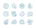 Technology icons set. Included icon as Face id, Time, Refresh bitcoin signs. Vector