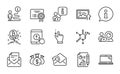 Technology icons set. Included icon as Laptop, Check investment, Bitcoin project. Vector