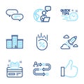 Technology icons set. Included icon as Loan percent, Dots message, Company signs. Vector