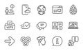 Technology icons set. Included icon as Mindfulness stress, Graph laptop, Next. Vector