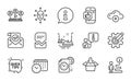 Technology icons set. Included icon as Mobile like, Confirmed mail, Face biometrics. Vector