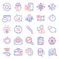 Technology icons set. Included icon as Music app, Cooking timer, Ferris wheel. Vector