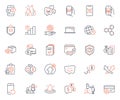 Technology icons set. Included icon as Packing boxes, Fuel energy and Laptop web elements. For website app. Vector