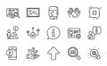 Technology icons set. Included icon as Photo, Water cooler, Correct way. Vector