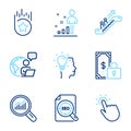 Technology icons set. Included icon as Private payment, Loyalty star, Idea signs. Vector