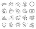 Technology icons set. Included icon as Seo timer, Open mail, Diagram graph signs. Vector