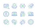 Technology icons set. Included icon as Smile, Dollar exchange, Search calendar signs. Vector Royalty Free Stock Photo