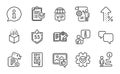 Technology icons set. Included icon as Speech bubble, Increasing percent, Vip internet. Vector