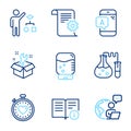 Technology icons set. Included icon as Technical info, Technical documentation, Algorithm signs. Vector