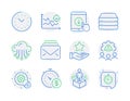 Technology icons set. Included icon as Time management, Cloud storage, Loyalty program signs. Vector Royalty Free Stock Photo